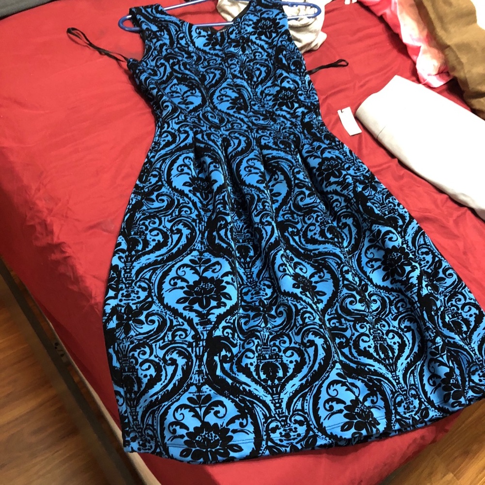 Blue and black dress